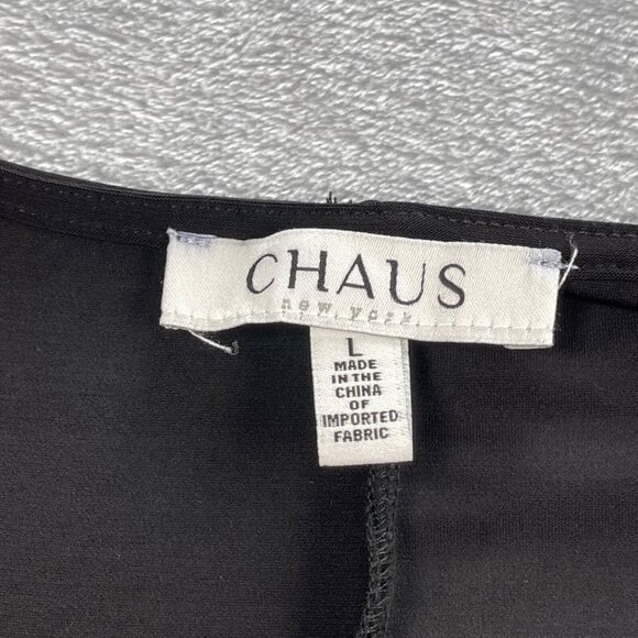 Chaus Dress Womens Large Black Jersey Knit Sequin Flutter Sleeve Surplice Neck - Picture 10 of 14